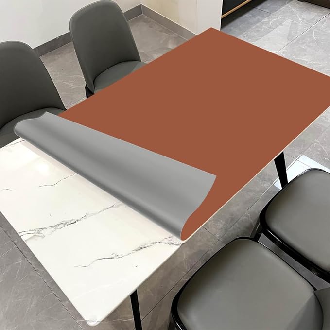Leather Table Cover,1.8mm Thick,48x60 Inch Table Protector,Table Protector for Dining Room Table,Table Pads for Dining Room Table Rectangular.(Brown+Gray,48x60)
