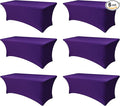 Fitted Stretch Table Cover for 6 ft Rectangle Tables-6 Pack Dark Purple Spandex Tablecloth-Elastic Folding Tablecloths for Party, Vendor Booth Display, Banquet Buffet Event, Craft Trade Show