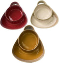Soup and Side Bowl Plate Ceramic, Chip and Dip Divided Bowls, Anti-Soggy Cereal Bowl Bread Dipping Bowls Plates for Salad Breakfast, and Sandwich Ideal for Home and Restaurant (red+apricot+yellow)