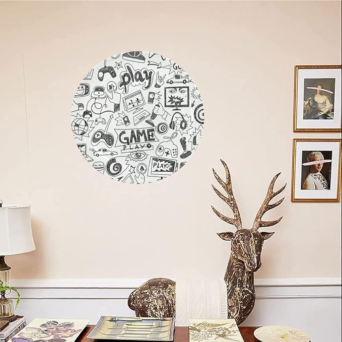 Decorative Plates, Video Games Print Ornament, Monochrome Sketch Style Gaming Design Racing, 10 Inch, Kitchen Wall Decor, White Black