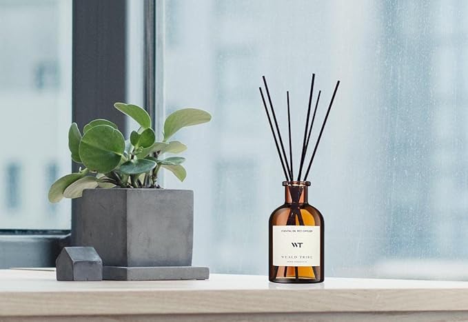 WEALD TRIBE Reed Diffuser Set for Bathroom Air Fresheners, Oil Diffuser Sticks | Sandalwood Rose Scent 5.1 fl oz Home Fragrance with Sticks Defusers | House Bedroom Office Shelf Decor