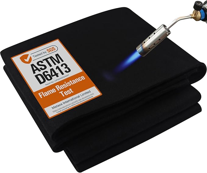 Matace Welding Blanket Fireproof 4x6 Feet Carbon Felt Soldering Mat & Pad, 5mm Flame Retardant Fabric, Heat Shield for Brazing, Automotive Repair, Grill & Smoker, HVAC Plumbing, Black