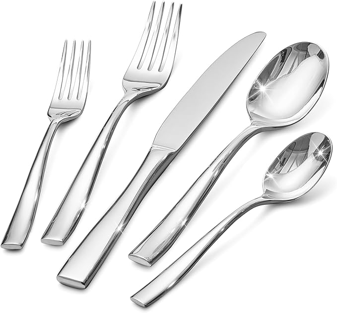 KINGSTONE Silverware Set for 4, 20-Piece Stainless Steel Flatware Set with Forks, Knives, Spoons, Dishwasher Safe Cutlery Set for Home, Wedding, Rust-proof