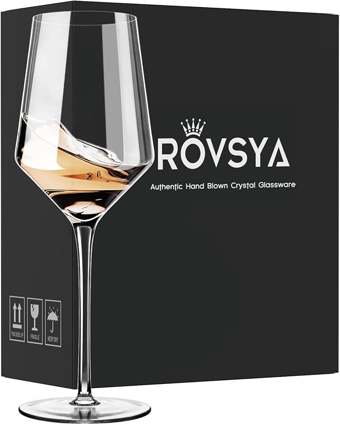 OJA White Wine Glasses Set of 4- Modern Crystal Hand Blown Wine Glass-15 oz,Thin Rim,Long Stem,Perfect for Red or White,Daily Use,Unique Wedding Anniversary or Birthday Gift