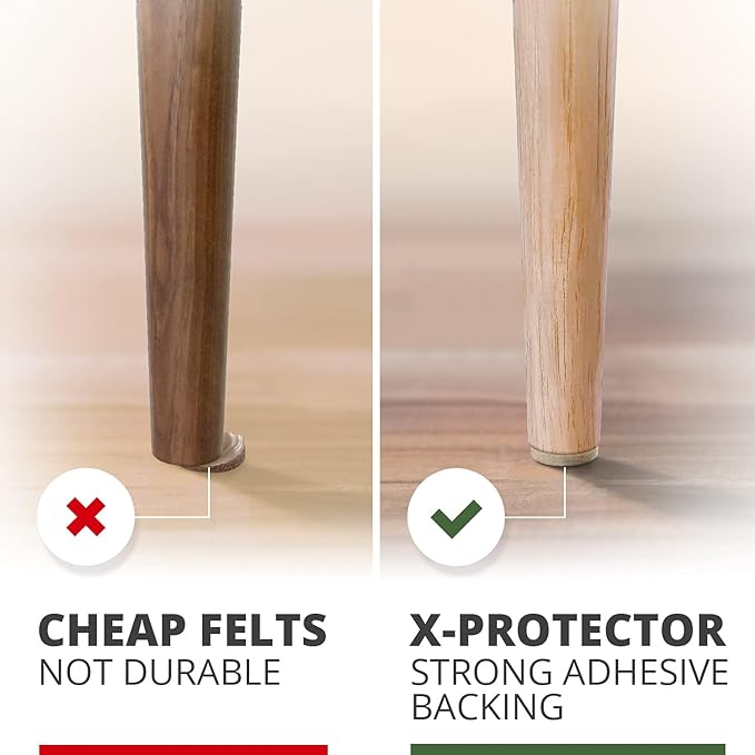 Best Felt Furniture Pads X-PROTECTOR - 48 Premium Chair Felt Pads Floor Protector for Furniture Feet Wood Hardwood Floors - Protect Your Hard Floors! (Beige)