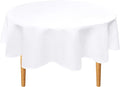Hiasan Round Linen Table Cover 50 Inch - Wrinkle and Stain Resistant Washable Polyester Fabric Table Cloth for Dining Room Kitchen Party, White