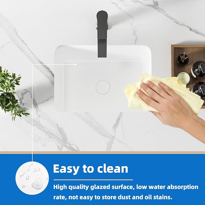 16 Inch Bathroom Vanity SinSmall Undermount Bathroom Sinks Rectangular White Porcelain Vessel Sink Cabinet 15.75" x 11.82" Ceramic Wash Basin Sink With Overflow Tiny Lavamanos Para Baños KINGWONG