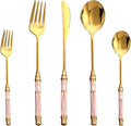 10-piece Silverware Set With Ceramic Handle, Premium Food Grade Stainless Steel Flatware Sets, Mirror Polished Cutlery Set, Dishwasher Safe (for 2 People)