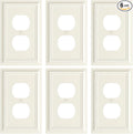 6-Pack Duplex Outlet Cover Plate, Decorative Light Almond Switch Plates and Outlet Covers, Natural Bamboo Fiber Wall Plates for Electrical Outlets, 1 Gang Receptacle Cover, Corrosion Resistant