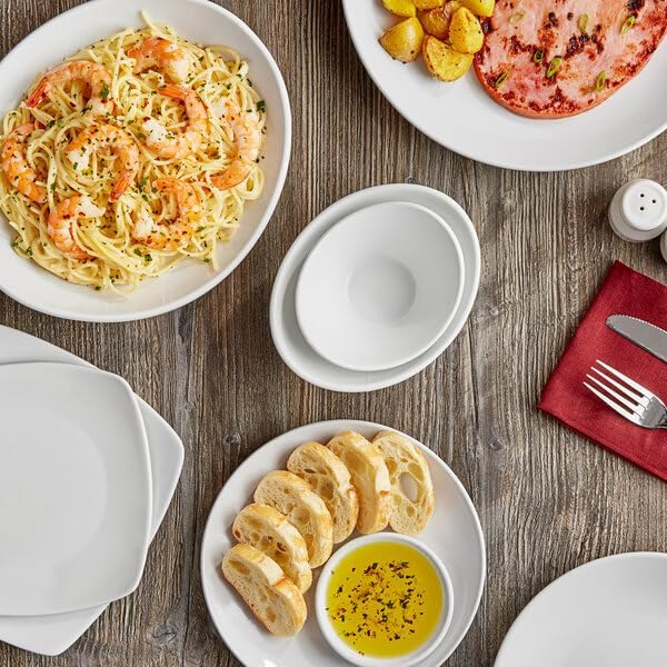 Round Stoneware Dinner Plate, Bright White, 10.5 Inch Coupe Style, Microwave and Dishwasher Safe, 12 Count