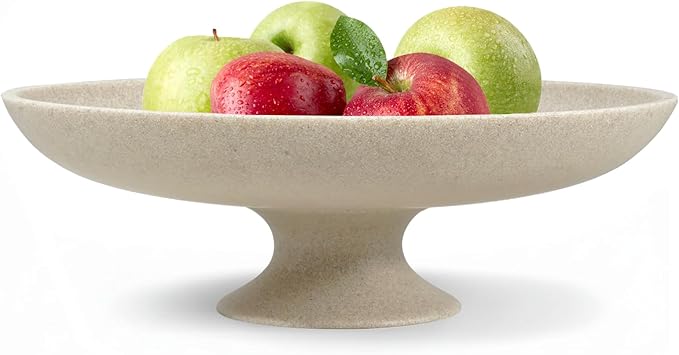 Large Decorative Bowl, Modern Pedestal Bowl for Home Decor, Decorative Fruit Bowl for Kitchen Counter, Stylish Key Bowls for Entry Table, 11.45” Diameter & 3.8” Height
