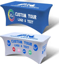 Personalized Table Cloth with Logo Image Customized Tablecloth 4FT/5FT/6FT/8FT Spandex Customized Table Cover Promotional Business Tradeshow Events Birthday Party Wedding (5FT Spandex(Closed back))