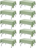 10-Pack Sage Green Tablecloths for Rectangle Tables, 60 x 84 Inches, Stain-Resistant Polyester Fabric for 4 Foot Tables - Washable Table Covers for Weddings, Birthday Parties, Events