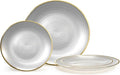 " OCCASIONS " 50 Plates Pack (25 Guests)-Wedding Party Disposable Plastic Plate Set -25 x 10'' Dinner + 25 x 7'' Salad & Dessert plates (Belize in White Pearl & Gold)