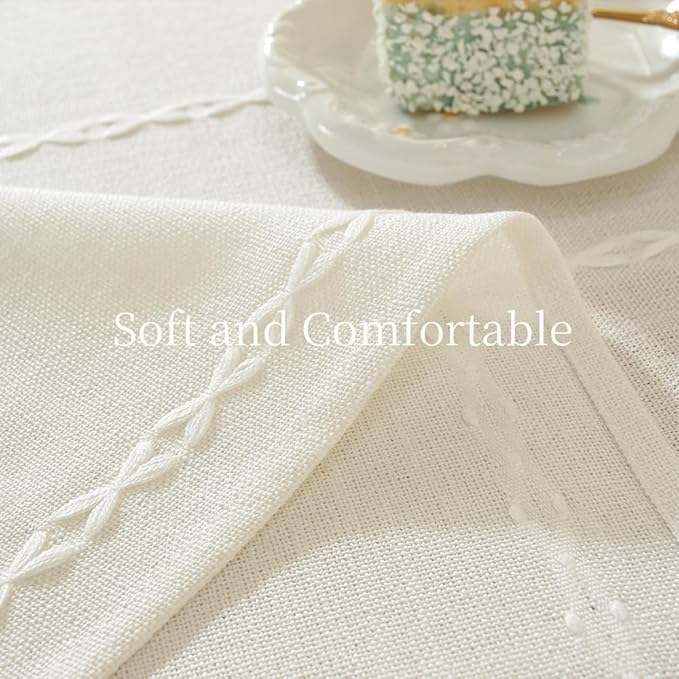Zobesta White Table Cloth Square Tablecloth 53 x 53 Inch, Washable Farmhouse Soft Boho Tablecloth White for Party, Holiday, Picnic, Dining, Outdoor, Fall, Wedding