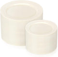 I00000 200 Pcs Ivory Plastic Plates, Disposable Party Plates Include 100 Ivory Dinner Plate 10’’ and 100 Plastic Dessert Plate 7’’ Perfect for Birthday, Party & Wedding