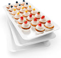 Extra Large Serving Tray Melamine Plastic for Party Supplies, 17" x 8.6" Platters for Serving Food, 3 pcs White Reusable Tray for Veggie, Snack, Fruit, Cookies, Desserts in Kitchen/Pantry Organization