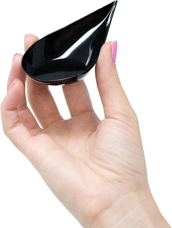 48 Pack Tiny Tear Spoon Black Mini Appetizer Plates Mini Plastic Dessert Spoons Professional-Grade Recyclable Party Small Serving Platter Black Disposable Plates Serving Tray for Events CMJJ