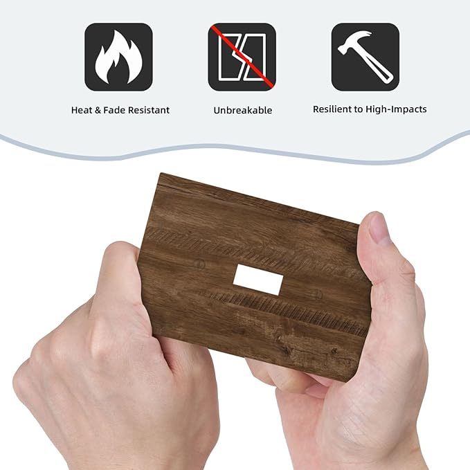 Decorative Light Switch Cover Brown Rustic Wood Grain Farmhouse 1 Gang Wall Plate Cover Single Toggle Outlet Covers Switchplate Electrical Faceplate for Cabin Bedroom Decor（2 Pack）