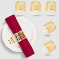 100 Pcs Napkin Rings Laser Cut Premium Paper Napkin Holder for Wedding Party Christmas Dinner Serviette Table Restaurant Celebration (Gold)
