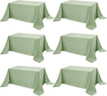 6-Pack Sage Green Tablecloths for Rectangle Tables, 90 x 132 Inches, Stain-Resistant Polyester Fabric for 8 Foot Tables - Washable Table Covers for Weddings, Birthday Parties, Events