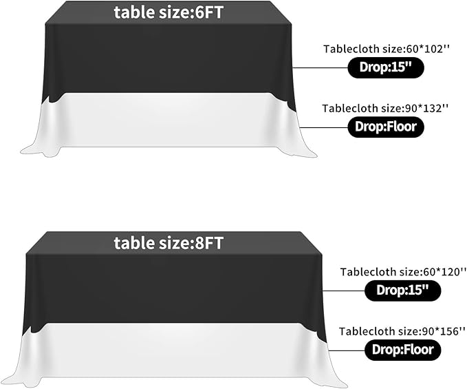 Fokitut 2 Pack Waterproof Rectangle Tablecloth, 90x156 Inch,Stain Resistant and Wrinkle Polyester Table Cloth, Fabric Table Cover for Kitchen Dining, Wedding, Party, Holiday Dinner-White