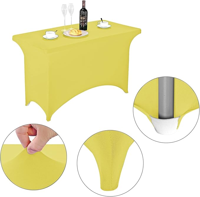 LZY Spandex Fitted Stretch Table Cover for 4ft or 6ft or 8ft Folding Table, Rectangular Cocktail Tablecloth, Perfect for Party or Banquet