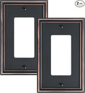 2-Pack Decorator Outlet Cover Plate, Aged Bronze Decorative Switch Plates and Outlet Covers, Durable Zinc Alloy Wall Plates for Electrical Outlets, Receptacle, GFCI Outlet, Dimmer Switch