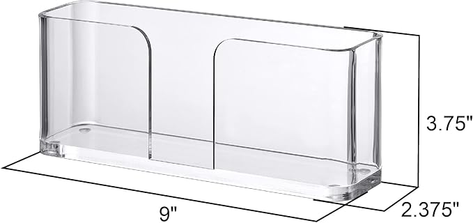 Amazing Abby Acrylic Guest Towel Napkin Holder (8.5"x4.5") (2-Pack), Plastic Napkin Dispenser with Non-Slip Pads, Clear Napkin Stand, Great for Kitchen Counter, Dining Table, Bathroom Vanity, and More