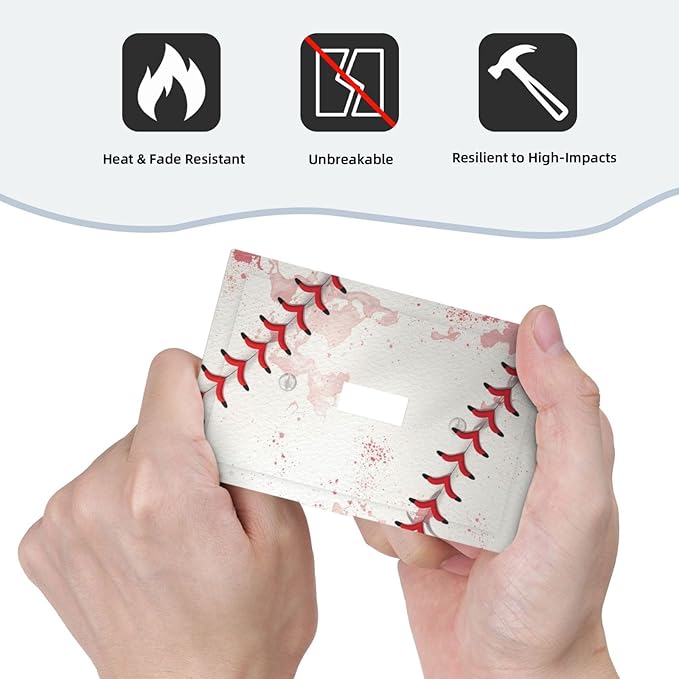 Decorative Light Switch Cover Baseball Sports Ball Game 1 Gang Wall Plate Cover Single Toggle Outlet Covers Switchplate Electrical Faceplate for Bathroom Bedroom Decor（2 Pack）