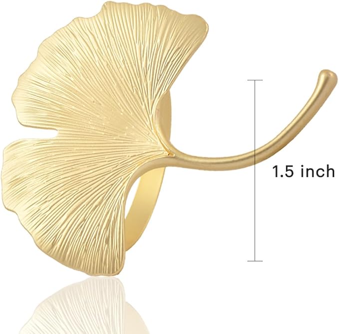 Decozen Set of 12 Gold Napkin Rings in Leaf Design, Festive, Table Decor Setting for Holiday, Wedding, Birthday, Kitchen, Home Decor, Housewarming Gift - Mothers Day Decorations