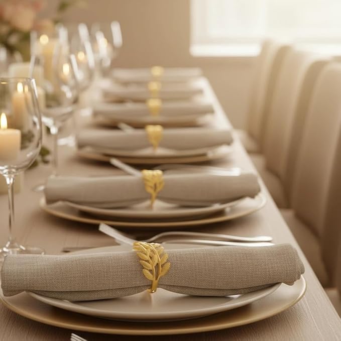 100 Pcs Gold Napkin Rings Bulk Delicate Napkin Holder for Dining Wedding Party Banquet Table Decroration Christmas and Daily Use