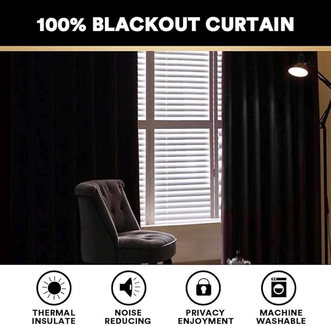 PrinceDeco 100% Blackout Curtains for Bedroom Linen Blackout Curtains 84 Inches Long Full Light Blocking Thermal Insulated with White Liner Energy Saving Warm Drapes for Winter, Grey,W 42 X L 84 Inch
