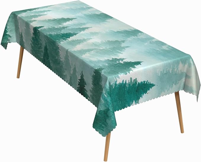 54x78 Inch Nature Rectangular Tablecloth Watercolour Pine Forest Fairyland Table Cloth Waterproof Durable Table Cover for Holiday Picnic Gaming Room BBQ Decor