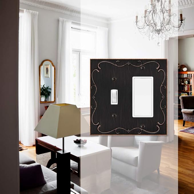 French Cabriole Decorative Wall Plate Switch Plate Outlet Cover (Toggle/Decorator, Aged Bronze)