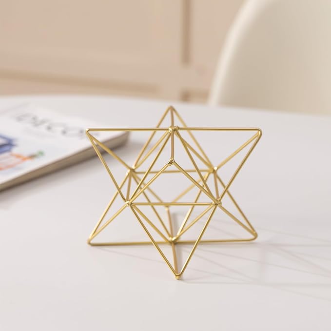 Metal Geometric Sculptures Home Decor, 3D Gold Decor Metal Table Top Decor Sphere, Abstract Coffee Table Decor Living Room Decor, Modern Home Decorations for Study, Bedroom, Office