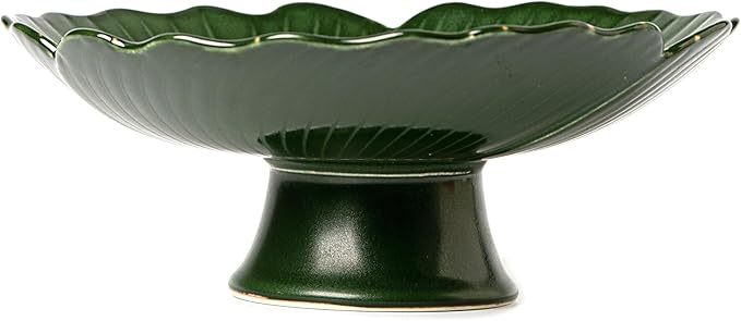 Ceramic Modern Large Green Fruit Bowl, 8.5" - Decorative for Home Decor