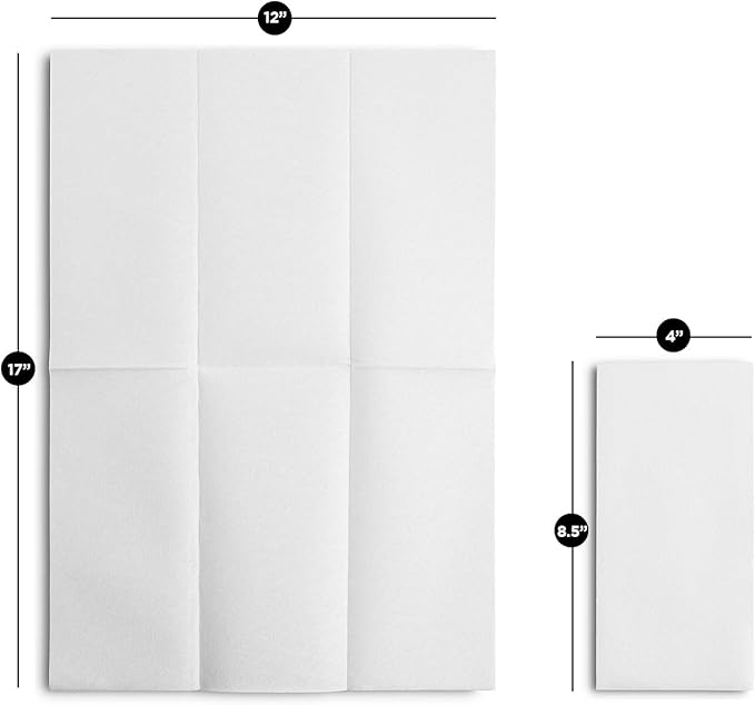 100-Pack BloominGoods Disposable Bathroom Napkins | Linen-Feel Guest Towels | Cloth-Like Hand Tissue Paper, White, 12" x 17" (Made In USA)