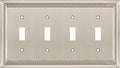Henne Bery Sunken Pearls Heavy Duty Decorative Wall Plate Switch Plate Outlet Cover (Quad Toggle, Satin Nickel)