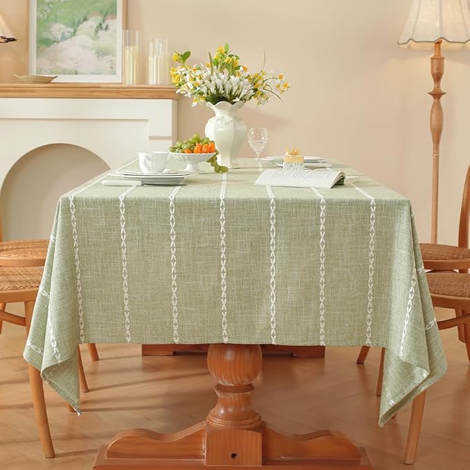 Zobesta Sage Green Tablecloth Rectangle 53 x 86 Inch, Cotton Green Table Cloth Rectangle Table, Washable Farmhouse Soft Boho Tablecloths Rectangular for Party, Holiday, Picnic, Dining, Outdoor,Fall