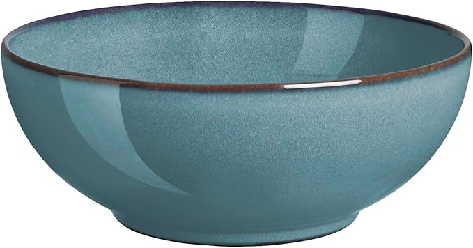 Denby - Azure Coupe Cereal Bowl - Single Blue Glaze Everyday Soup, Dessert Bowls - Dishwasher Safe & Microwave Safe Ceramic Stoneware Tableware - Scratch & Chip Resistant