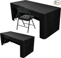 Nasitos 2 Pack Fitted Black Tablecloth for 4 Foot Tables - Open Back Washable Fabric Table Topper for Trade Show, Craft Show, Events, Vendor Booth