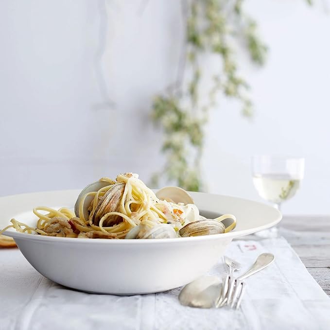Pasta Bowls Set of 4, 22 oz Ceramic Soup, Cereal, Pasta and Salad Bowls, Rimmed Deep Plates, Microwave, Dishwasher, Oven Safe