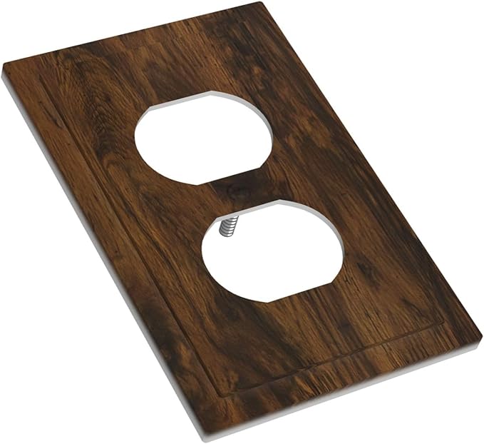 Outlet Covers Brown Rustic Wood Grain Vintage Wooden Texture 1 Gang Duplex Light Switch Cover Plate Decorative Wall Plates Electrical Switchplate Receptacle for Cabin Bedroom Decor（2 Pack）