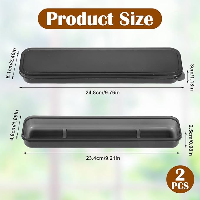 2 Pcs Portable Flatware Box Simple Utensil Holder with Lid Travel Flatware Storage Box Camping Utensils Cutlery Cases for Fork Chopsticks Spoon 9.76x2.4 Inches