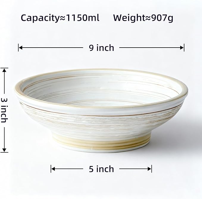 9 Inch Decorative Bowl, Embossed Textured Ceramic Centerpiece Bowl for Tabletop, Floral Fruit Display, Kitchen & Dining Serving Bowl, Farmhouse, Bohemian Home Deco