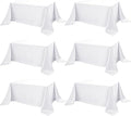 6-Pack White Tablecloths for Rectangle Tables, 90 x 156 Inches, Stain-Resistant Polyester Fabric for 8 Foot Tables - Washable Table Covers for Weddings, Banquets, Birthday Parties, Events