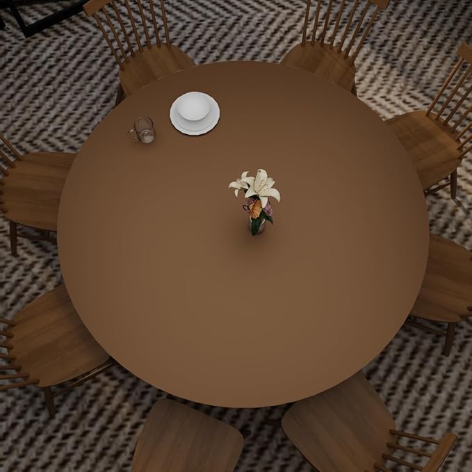 Round Table Pad, 1.8mm Thick, Dia.30 Inch, Leather Table Cover, Dining Table Protector, Mud Color + Champagne Gold