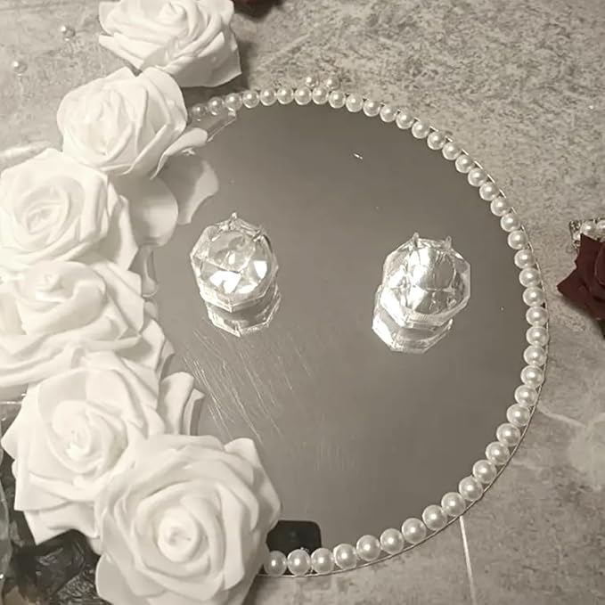 14Pack Round Mirror Plates for Centerpieces Tables, 2mm, 8inch Circle Mirror Trays Plates for Tables Mirror Centerpiece, Circle Mirror Tiles Candle Plate for Wedding Party Centerpieces Decor Crafts