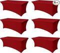 Spandex Table Cover for 6 Foot Rectangle Tables-6 Pack Fitted Stretch Red Tablecloth-Elastic 6ft Christmas Tablecloths for Party, Vendor Booth Display, Banquet Buffet Event, Craft Trade Show
